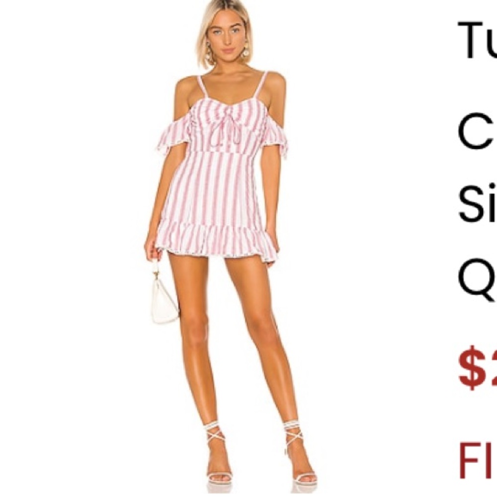 Pink Striped Off-Shoulder Dress